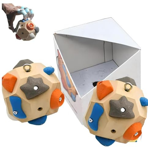 HeFZiYMOZaDP 2 pcs Handgefertigter Boulder Block,3D Kletter Trainingsball,Stärke und Präzision aufbauen Solider Holz Boul,Mobile Kletterübung für Zuhause/Outdoor（11 * 11cm/13 * 13cm）