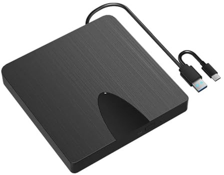 TIEOAXFT External Drive, USB3.0 and Type-C Burner Portable DVD/CD/Player, 3D Optical Drive For PC Laptop
