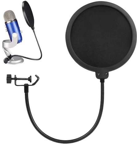 Yongmcxhhj Filtro Anti-Pop - ParaRegistrazione Microfono,Schermo Anti Per Attrezzature Audio A Doppio Strato Con Collo Regolabile Per Conduttori E Attori