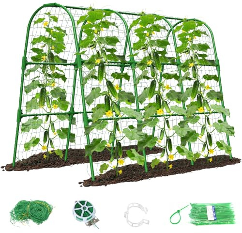 MQJIAZHI Treillis pour concombres,Treillis de Jardin en Forme de U pour Plantes grimpantes à l'extérieur, Treillis pour légumes en Forme d'arche, Support pour Plantes grimpantes