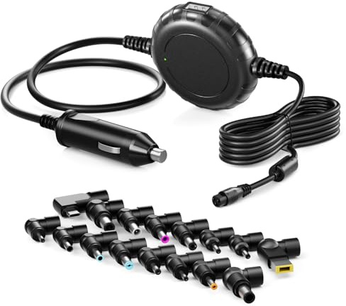 Basicvolt 12V/24V Car Laptop Charger, 90W 65W Laptop Car Power Adapter Universal for HP Dell Acer Asus Lenovo Thinkpad Toshiba Samsung Sony with 16 Tips, USB C Included.