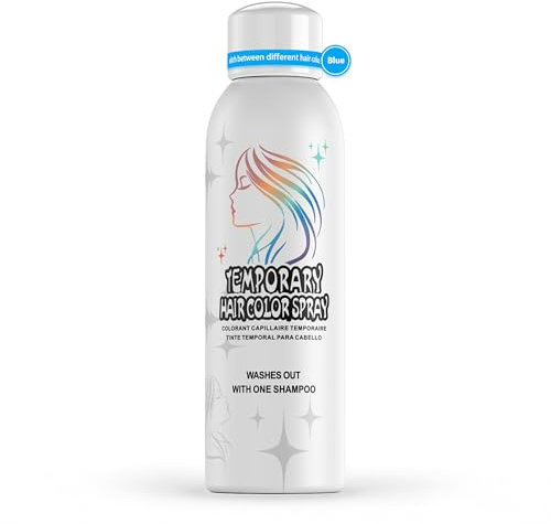 Blue Temporary Hair Color Spray for Adults, Instant Colored Hair Alternative, Non-Sticky, Gentle Formula, Washable Disposable, Party Dye Cosplay Christmas Halloween, 150ml