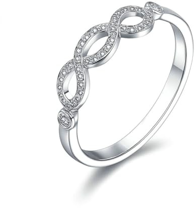 Whoiy Hochzeits Ring Platin 950, Eheringe Unendlich Echtgold Moissanite Damenring Größe 61 (19.4)