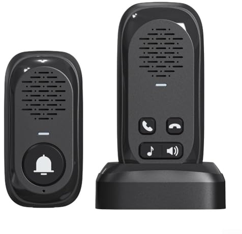 Campanello interfono wireless con lungo raggio di 300 m, citofono impermeabile, batteria grande e ABS per comunicazioni domestiche (nero)