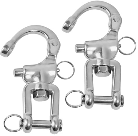 Toddmomy Lot de 2 Manilles Pivotantes à Dégagement Rapide 3 1/3'' en Acier Inoxydable 316, Crochet Marin pour Corde de Bateau, Résistantes la Corrosion, Accessoires D’accastillage