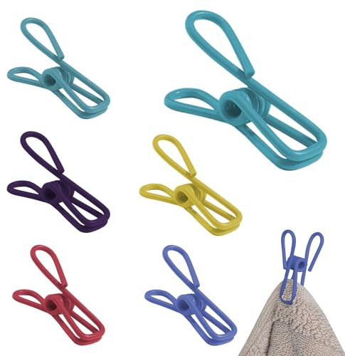 Utility MetalChip ClipsBag Clips matklämmor, 10/24/36 delar PVC-belagda metallchip väskklämmor, flera färger metallklämmor kraftiga, multifunktionella klädnålar (24)