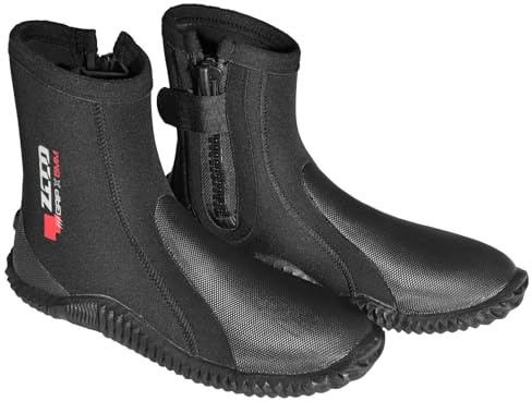 Skyone Dive Boots Men Women, 5MM Tall Wetsuit Neoprene Booties, Scuba Shoes with Anti-Slip Rubber Sole and Zipper, Surf Booties Warm for Sailing Snorkeling Surfing Kayaking Water Sports