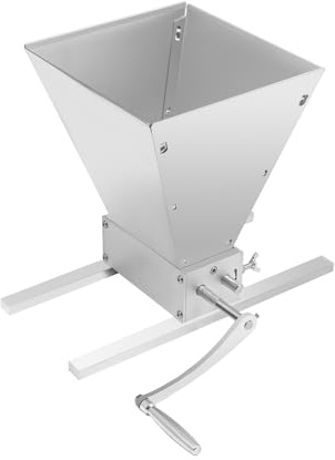 Grain Mill Malt Crusher 2 Roller Stainless Steel & Carbon Steel Grain Mill Brewing, 4L Grain Mill Grinder with Hand Crank & Electric Drill Ready for Home Brew Beer Barley Wheat Grinding