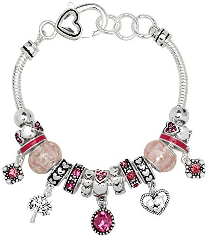 Falari Birthstone Bracelet Multi-Color Charm Beads Silvertone October OB07234-OCT