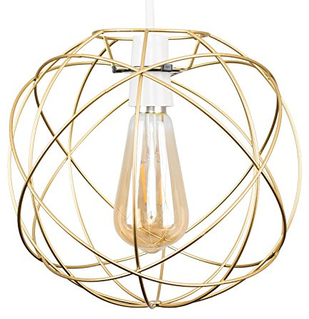 MiniSun | Retro Style Atom Design Gold Metal Basket Ceiling Light Shade | Ceiling Lighting, Home Décor & Improvement Essential | 25.5cm Shade Width