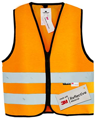 Salzmann 3M Warnweste für Kinder mit Reißverschluss | Hergestellt mit 3M Reflektierendem Material,Orange,XS