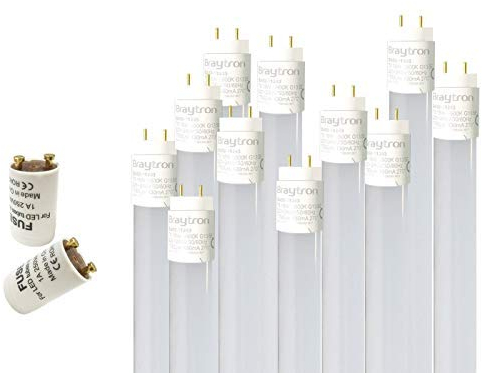 Braytron 10x 150cm LED Röhre G13 T8 Leuchtstofföhre Tube / 24W Kaltweiß (6500K) 2430 Lumen 270° Abstrahlwinkel/inkl. Starter 10er Pack/milchweiße Abdeckung