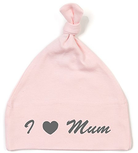 Schnoschi Babymütze in rosa mit I Love Mum hochwertig Bestickt/gestickt
