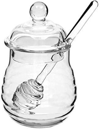 BESTonZON 250 ml Glas Honig Topf klar Marmelade Jar Set mit Dipper und Deckel für Home Küche verwenden