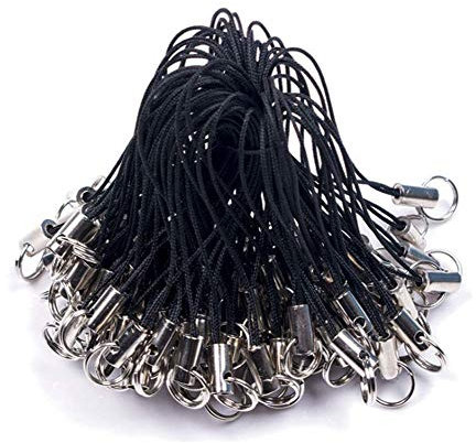 100Pcs Black Lanyard Split Ring Strap for Mobile Cell Phone/Mp3/Mp4/USB Flash Drive/Charms/Keyring and More