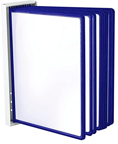 Leviatan Wandhalter Sichttafelsystem Metall + 10 Sichttafeln Blau | Metall-Wandhalter für Sichttafeln mit 10 blauen Tafeln, ideal für Werkstatt, Lager, Büro und Labor