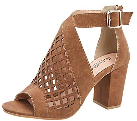 Schuhe Frauen Sommer Mode Hohlreißverschluss Damen Schuhe Fisch Mund Sandalen (43,Braun)