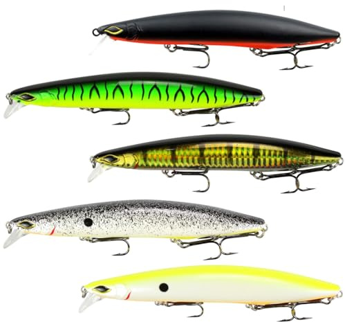5 Seika Pro Wobbler Nightveit Junior 12,5cm 19g - Kunstköder Set fürs Zanderangeln & Hechtangeln, Hardbaits für Zander, Kunstköder, Raubfischköder