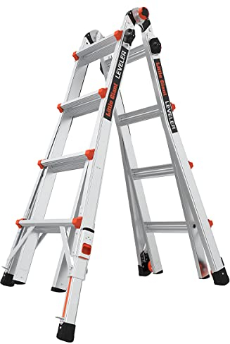 Leveler Aluminum Articulated extendable Ladder with Ratchet Levelers (M17 4x4 Steps)