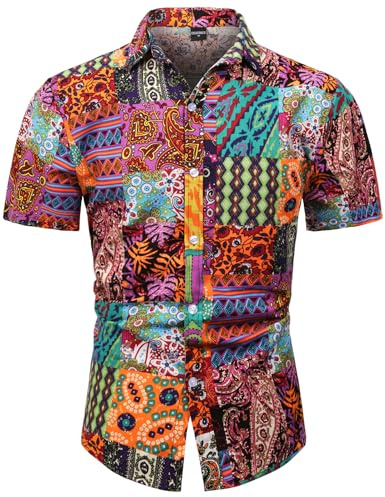 COSAVOROCK Camicia Stampa Animale Uomo Maniche Corte Casual Shirts | camicie hawaiane da uomo, camicia di frutta, camicia estiva, vacanza