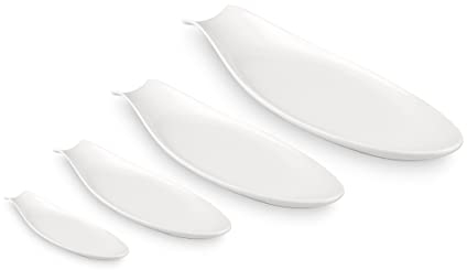 FranquiHogar - Juego de 8 Fuentes para Tapas y Aperitivos de Porcelana Blanca - Variedad de 4 Tamaños - Apto para Lavavajillas y Microondas - Ideal para Catering y Restaurantes, Blanco, Porcelana