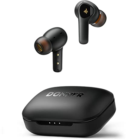 Donner Auriculares Inalámbricos Bluetooth 5.2, Cancelación de Ruido, Bass potentes, Llamadas nítidas con 4 Mic, 32h, App - Sonido Personalizado, Negro