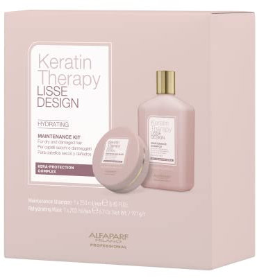 Alfaparf Keratin Therapy Lisse Design Hydrating. Kit De Mantenimiento (Champú 250 Ml + Máscarilla Rehidratante 200 Ml)
