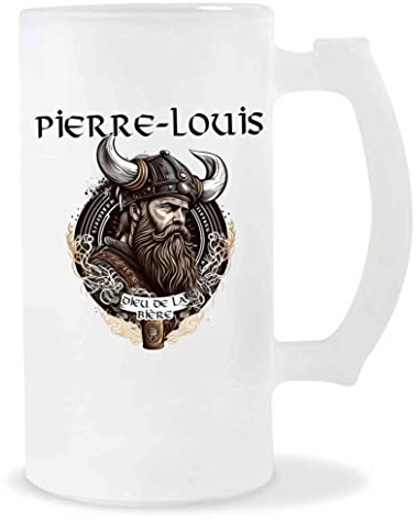 Planetee Chope de Bière Pierre-Louis Design Viking | Verre à bière pinte Cadeau Apéro Humour alcool pour amateur de bière