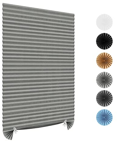 Maritown Stick on Blinds for Windows,No Drill Instant Temporary Curtains Light Filtering Shade,Privacy Protection Bedroom,Kitchen,Bathroom Easy Fit Blinds,with 2 Clips Filtering-grey