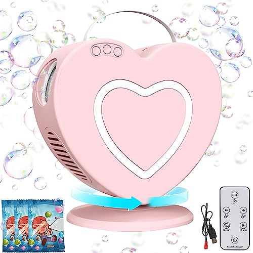 ACAREY Seifenblasenmaschine Automatisch Seifenblasenpistole mit Fernbedienung 90°/360°drehbar Seifenblasenmacher für Kinder, Tragbare Seifenblasen Maschinen Seifenblasen Hochzeit für Outdoor (Rosa)