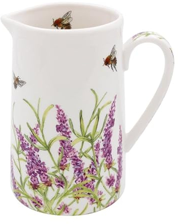 Lesser & Pavey British Designed Jug for Kitchen and Home | Lovely Printed Jug for Milk Water Juice and Other Needs | Bee Tanical Lavender Jug for Home & Office Kitchens - Sarah Boddy