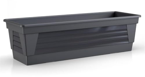 Plastard Blumenkasten 60 cm Anthrazit, Pflanzkasten, Balkonkasten | Witterungs-, UV- & frostbeständig, Deko Pflanztopf ideal für Garten & Balkon, Robuster & vielseitiger Pflanzkübel 14 Liter