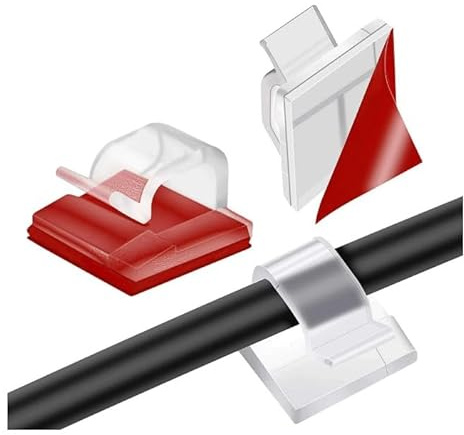 100 Stück transparente selbstklebende Kabelhalter, Mini-Elektrokabel-Wandclips für den Außenbereich, hochviskose Kabelclips, selbstklebende Kabelmanagement-Clips für Kabelmanagement, Kabelführungen