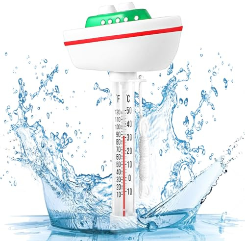 Poolthermometer Schwimmend, Solar-Digitales Wasserthermometer, Wasserdicht | Leicht Ablesbare Temperaturanzeige mit Seil, Langlebig für Pool und Teich, Schwimmendes Poolthermometer, Wassertemperatur