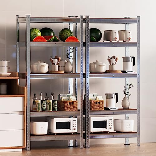 Rigogo 2 Stück Lagerregal 180x90x40CM, 5 böden Garagenregal Schwerlastregal mit Verstellbare Ablagen, Bolzenloses Design Einfache Montage, für Garage, Werkstatt, Speisekammer, bis 875 kg, Verzinkt