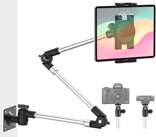 Dosvsi Tablet Wandhalterung, Wandhalter mit Verstellbarem 90cm Arm für Küche/Schrank/Schreibtisch, Kamerahalter Wandhalter für iPad Pro 12.9 Air Mini, Galaxy Tab, 4~13 Tablets, Webcam