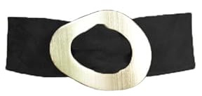 FrasiBags Breiter Damengürtel aus Wildleder mit runder ovaler Ringschnalle, Damengürtel aus Wildleder, hoher Damengürtel, Damengürtel aus Leder, hergestellt in Italien, Schwarz , One size