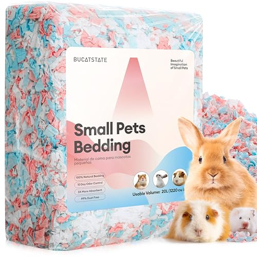 BUCATSTATE Lecho para Hámsteres, Camas para Conejos Animales Pequeños, Ratones, Jerbos, Roedores, Control de Olores, Natural Lecho de Papel Súper Absorbente, 99,9% Libre de Polvo (20litros)
