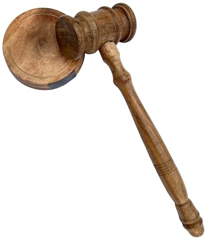 Holzhammer und Block in voller Größe – ideal für Richter, Anwälte, Auktionen, Gerichte, Unternehmen und Studenten