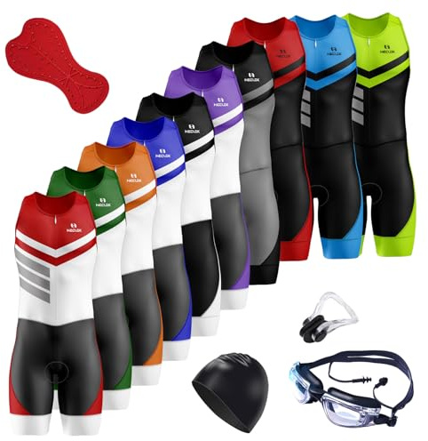 Tuta da Triathlon a Senza Maniche da Uomo, MTB Body Trisuit Cycling Skinsuit with Imbottito Professionale da Competizione per Nuoto, Corsa, Ciclismo,Monopezzo (TYP-1,3XL)
