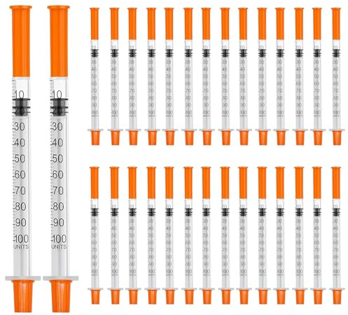 30 stycken 1 ml/cc spruta 29 G-8 mm, sprutor 1 ml plastkub multifunktionellt mätverktyg, individuellt förpackad