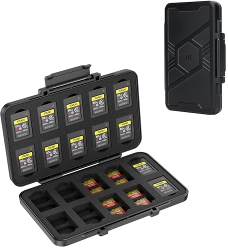 JJC Soporte para tarjetas de memoria de 60 ranuras para 40 microSD SDXC SDHC + 20 CFexpress tipo A, antigolpes, micro SD TF tarjetero, organizador de almacenamiento