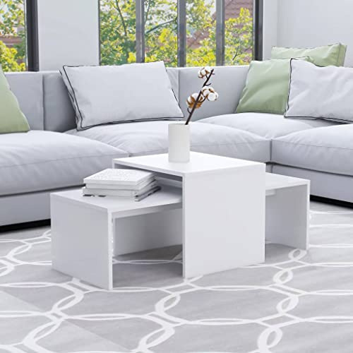 Myheimly Couchtisch-Set Beistelltisch Satztisch Sofatisch Kaffeetisch Wohnzimmertisch Teetisch Telefontisch Weiß 100x48x40 cm Holzwerkstoff