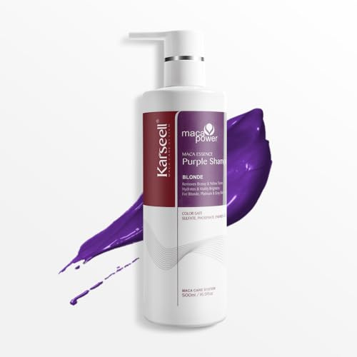 Karseell Champú Violeta Matizador para Cabello Rubio Decolorado Gris Canas | Anti Amarillo Neutraliza Tonos Amarillos Rubio Frío y Brillante 500ml