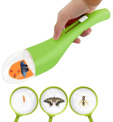TAIHOBO Attrezzo Cattura Insetti Vivi, Trappola per Ragni, Cattura Ragni Verde con Lente D'ingrandimento per Bambini, per Osservare Gli Insetti Nelle Vicinanze e Poi Rilasciare Nuovamente