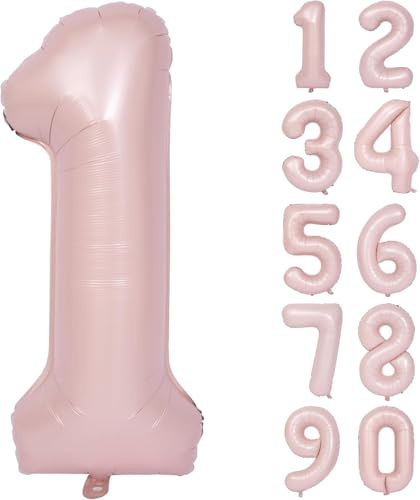 Zahlen Luftballon Rosa 40 Zoll Matte Rosa Nummer Ballons 1 Mädchen Geburtstag Luftballons Pink Helium Folie Mylar Ballon Geburtstagsdeko Party Bankett Dekoration Zahl 1