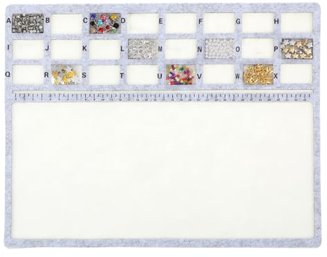 Mabor Grande tappetino rettangolare in feltro, vassoio per perline in feltro con scala alfabetica in centimetri, per artigianato artistico, creazione di gioielli, perline, forniture di design 35,1 x