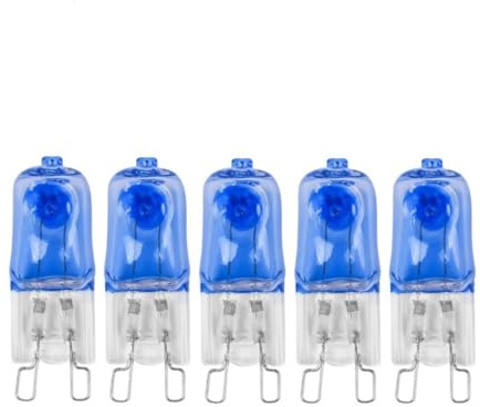 BLOMDE G9 Bulbo alogeno rivestito blu, 220 V 20w 35W 50W T4 perle a due pin a due pin, dimmerabile, adatto per lampada a soffitto, lampada in cristallo, lampada dell'armadio, 5 pcs 20w