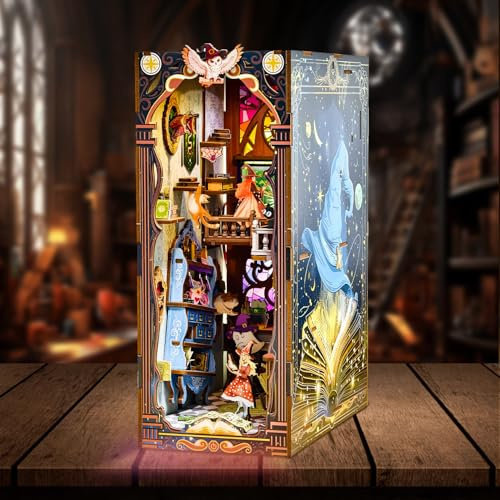 PENGBU RC Book Nook Kit, Booknook Magic, 3D Holzpuzzle Nook Book Bausatz mit LED-Licht und Magische Welt Designkonzept, Kreatives DIY Set Bastelset Erwachsene ab 14+, DIY Bücherregal-Deko-Set