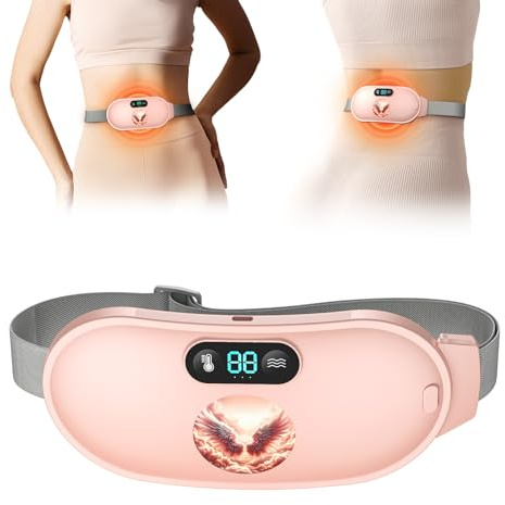 Koonie Heating Pad for Period Cramps, Fast Heating with 6 Heat Levels and 6 Massage Modes, Portable Menstrual Heating Pad, Belly Period Massager for Women and Girls